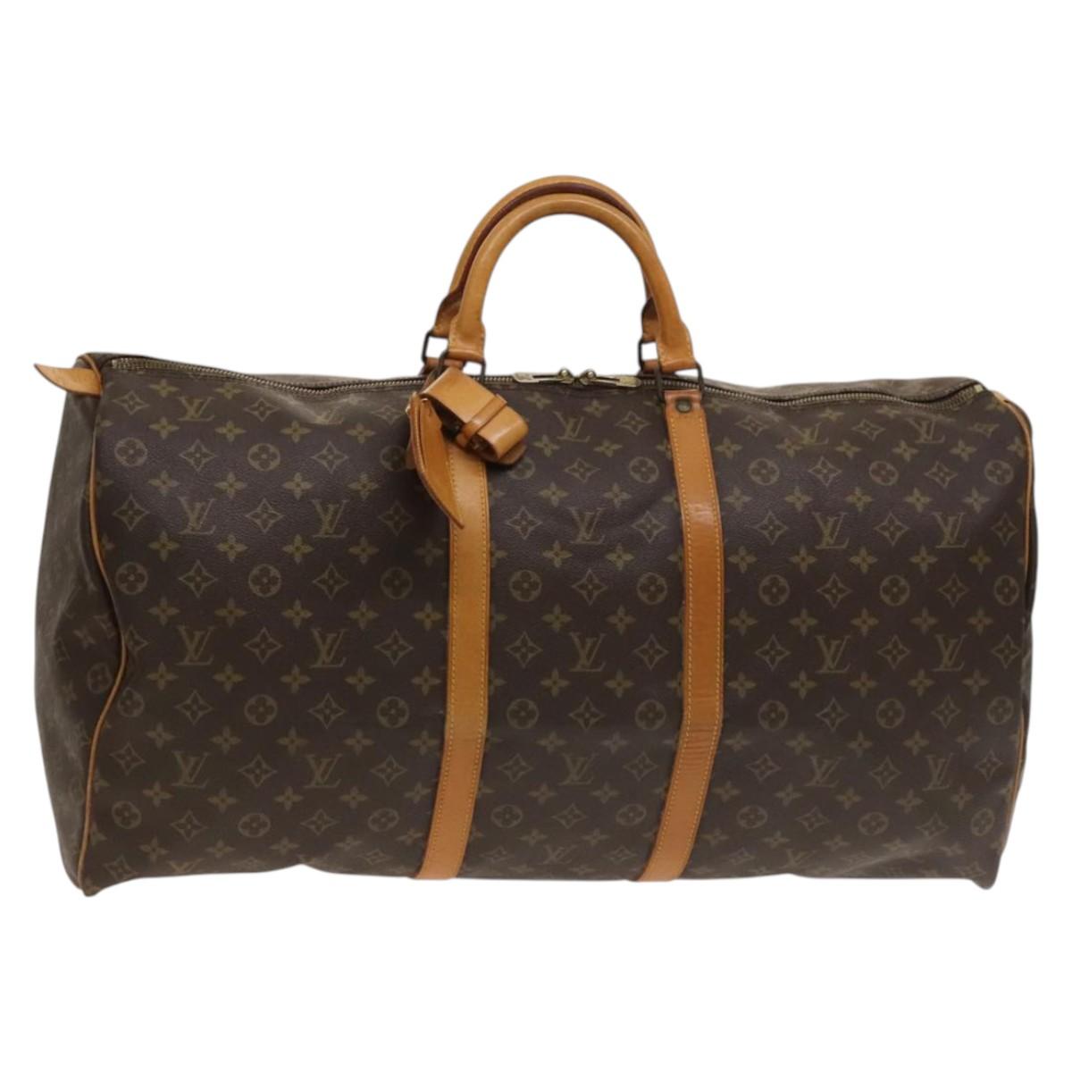 Louis Vuitton Keepall Bag Monogram Canvas, BROWN, CANVAS, Travel bag