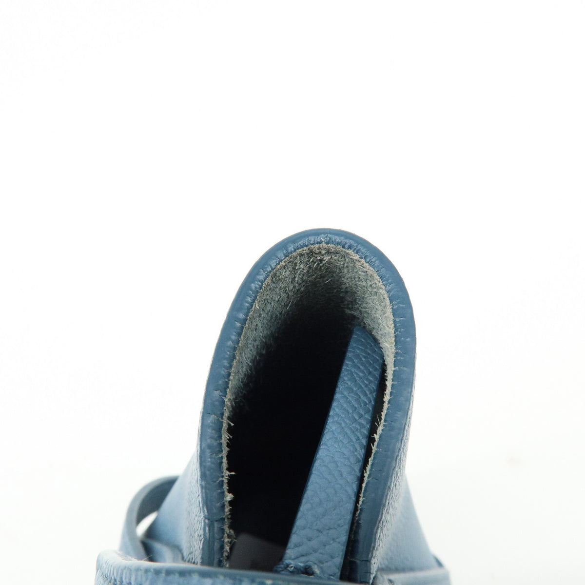Celine Belt Textured Leather, Blue, Leather, Handbag