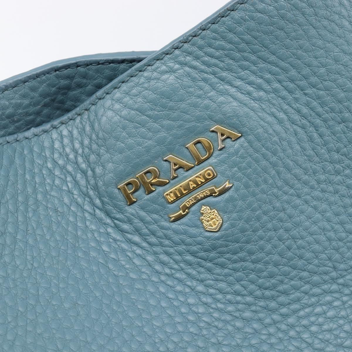 Prada Rolled Hobo Vitello Daino, Blue, Leather, Shoulder Bag
