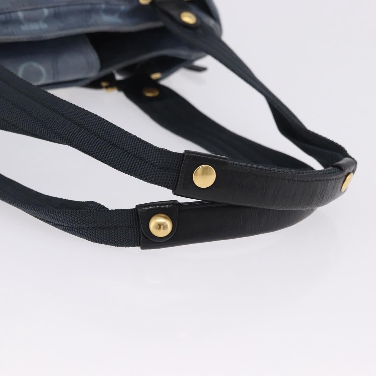 Salvatore Ferragamo Gancini Canvas, Navy, Canvas, Crossbody Bag