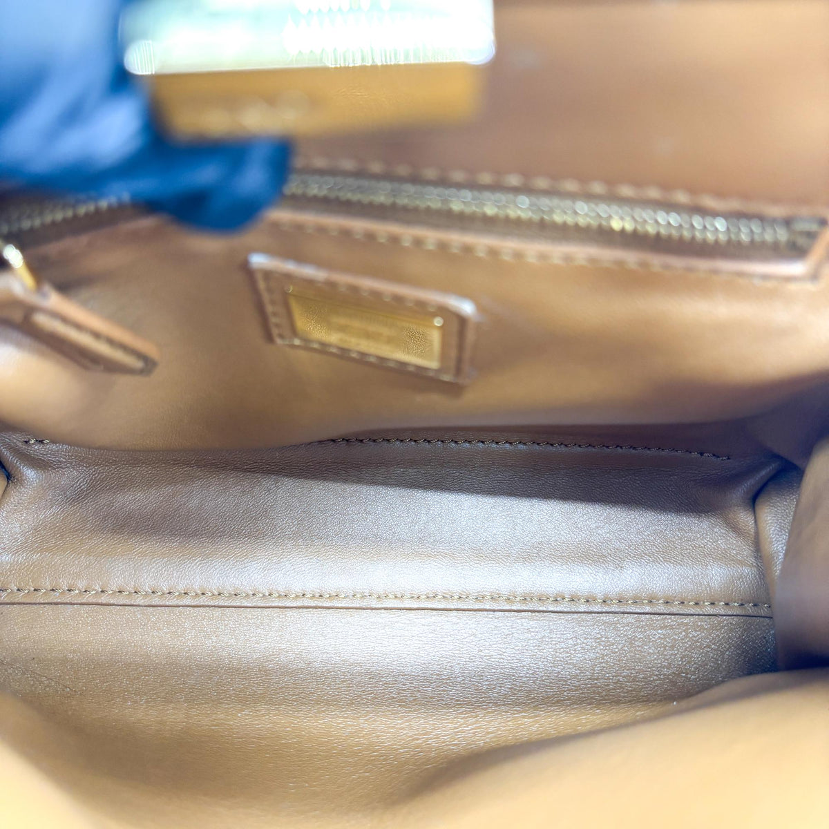 Fendi Peekaboo Whipstitch Leather, Brown, Leather, Handbag