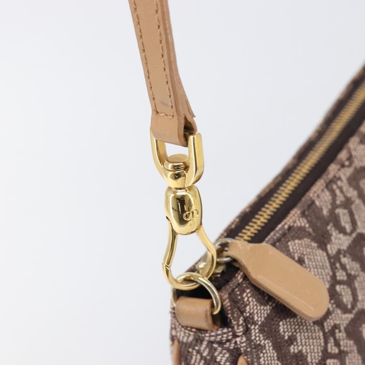 Christian Dior Vintage Saddle Bag Canvas, Brown, Canvas, Clutch