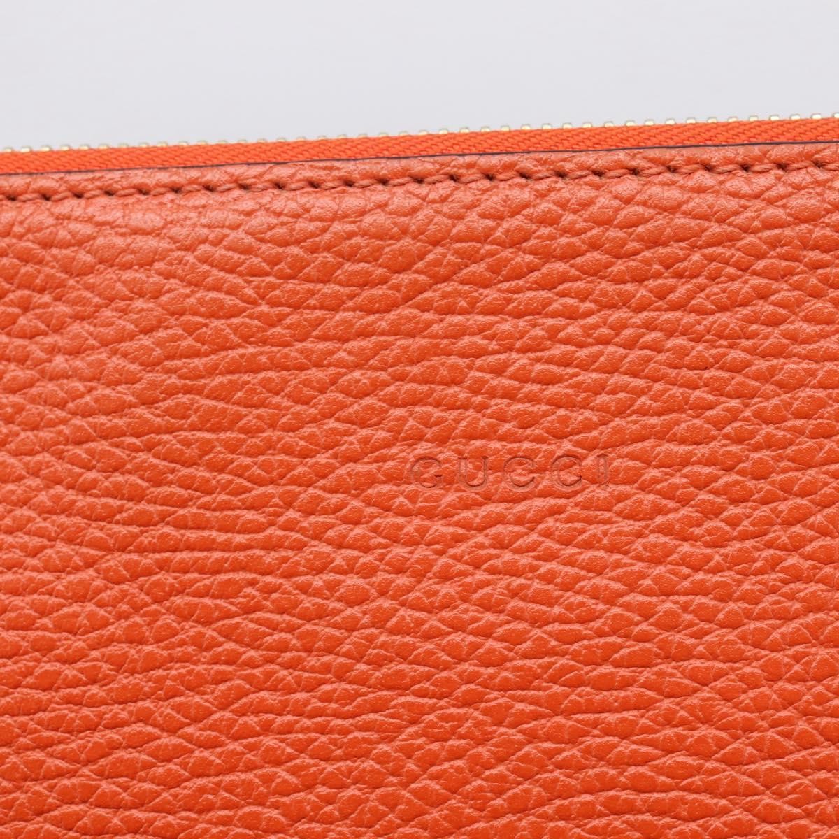 Gucci Bamboo Zip Pouch (Outlet) Leather, Orange, Leather, Clutch