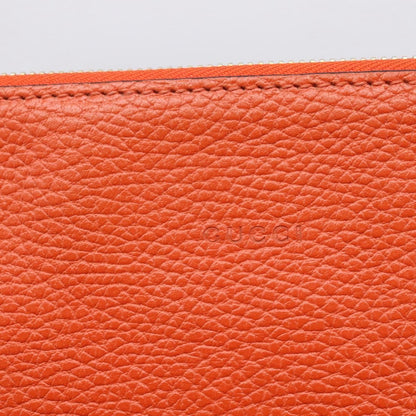 Gucci Bamboo Zip Pouch (Outlet) Leather, Orange, Leather, Clutch