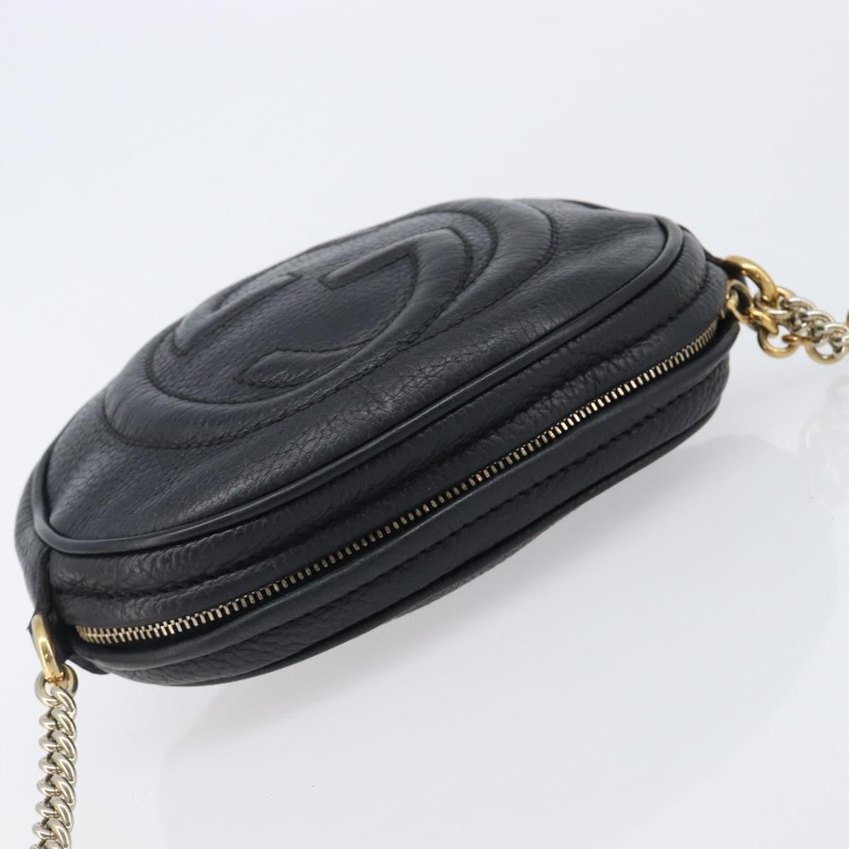 Gucci Soho Chain Leather, Black, Leather, Handbag