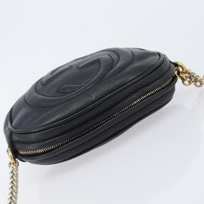 Gucci Soho Chain Leather, Black, Leather, Handbag