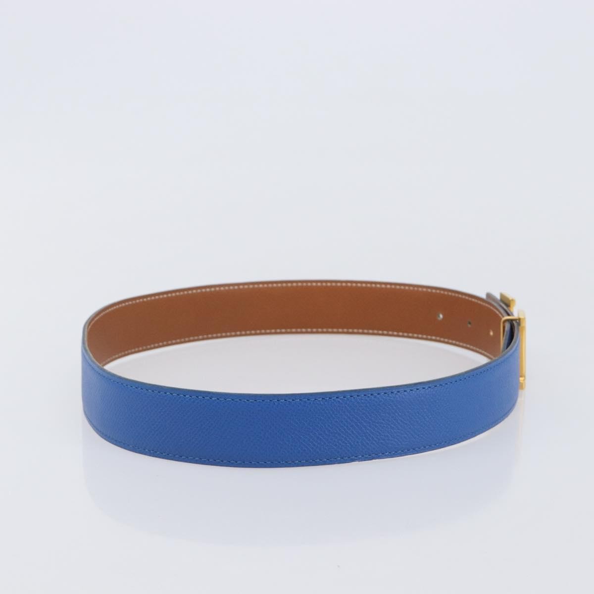 Hermes Constance Reversible Belt Leather, Blue, Leather, Belt