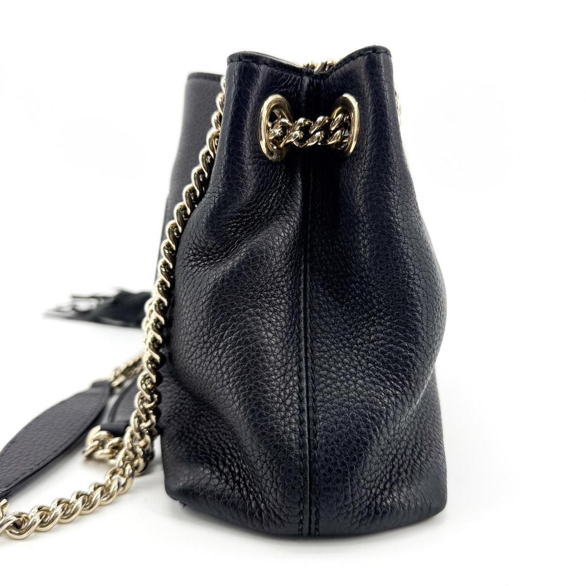 Gucci Soho Chain Strap Leather, Black, Leather, Shoulder Bag