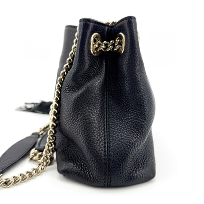 Gucci Soho Chain Strap Leather, Black, Leather, Shoulder Bag