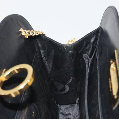 Salvatore Ferragamo Vintage Gancini Chain Leather, Black, Leather, Shoulder Bag