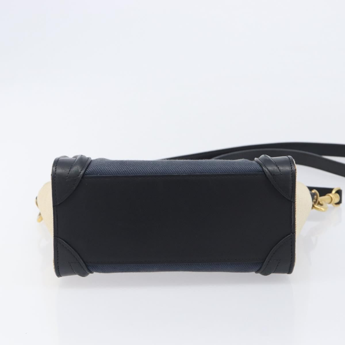 Celine Tricolor Luggage Canvas and Leather, Navy, Canvas, Handbag