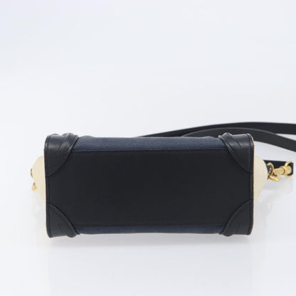 Celine Tricolor Luggage Canvas and Leather, Navy, Canvas, Handbag