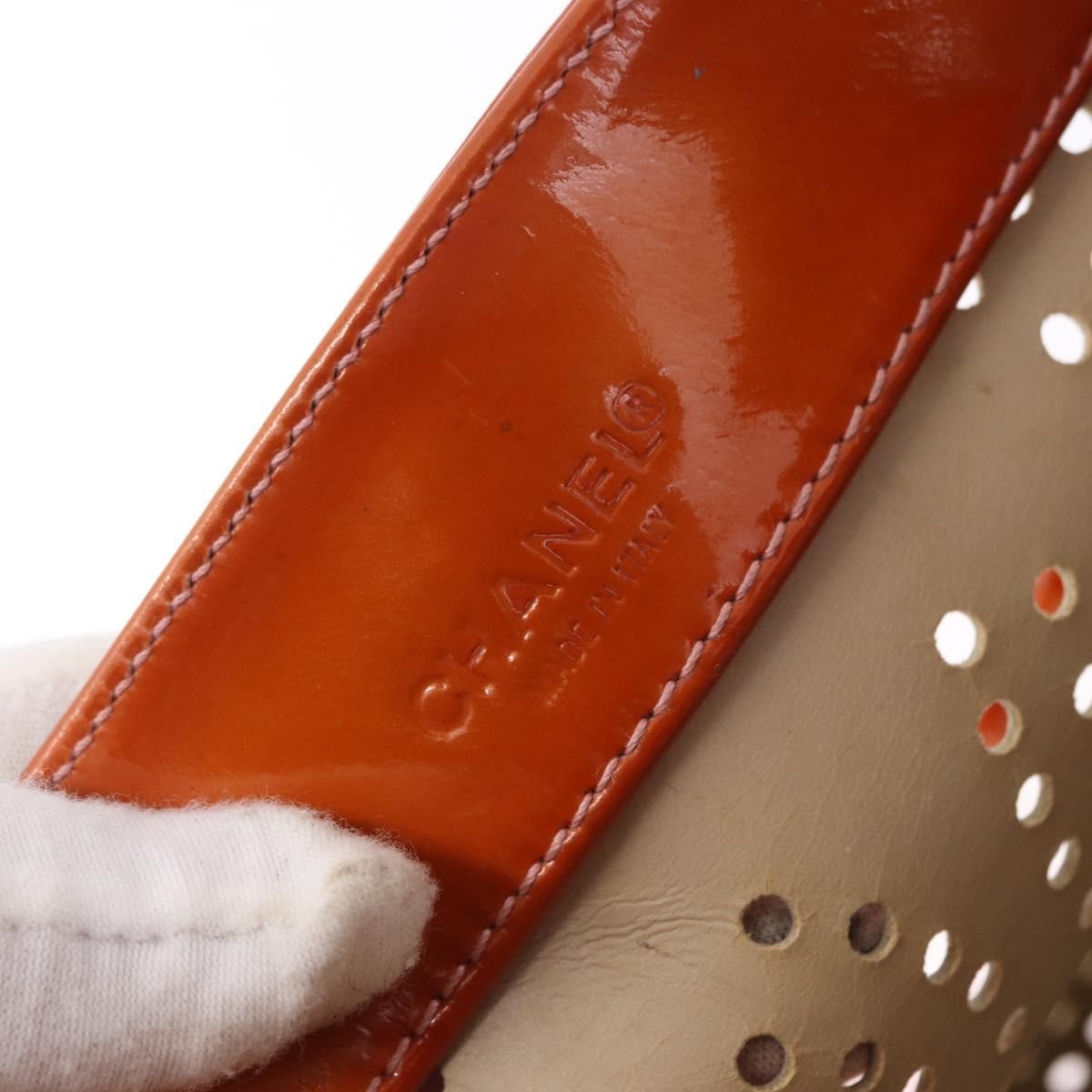 Chanel Triple CC Perforated Patent, Orange, Patent Leather, Tote Bag