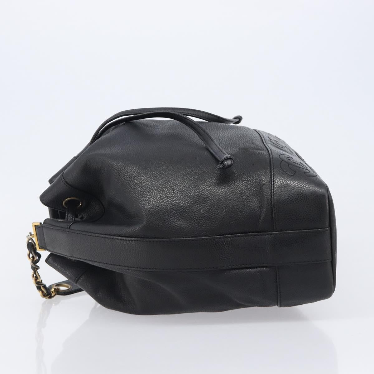Chanel Vintage CC Drawstring Bucket Caviar, Black, Leather, Handbag