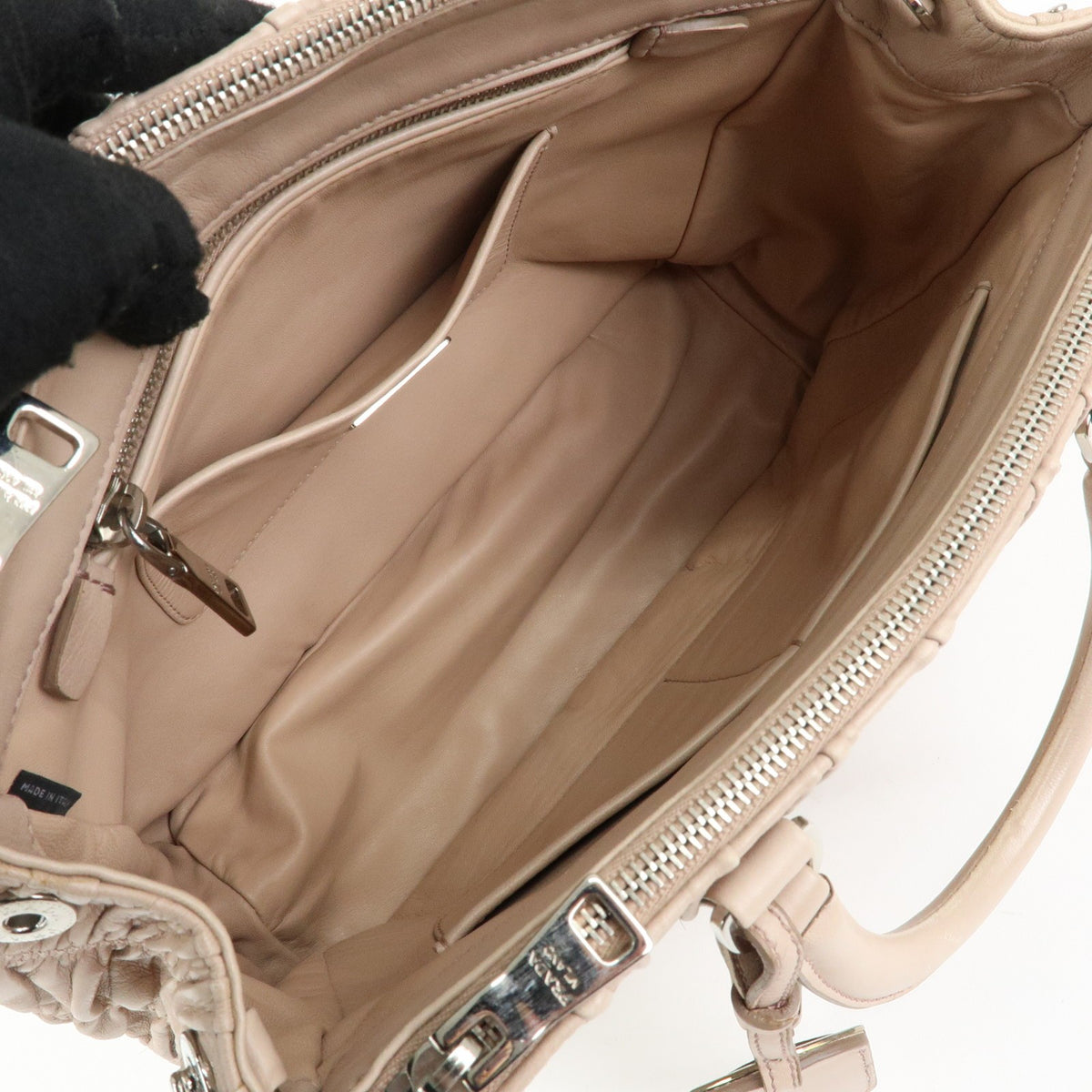 Prada Gaufre Nappa Leather, Beige, Leather, Tote Bag