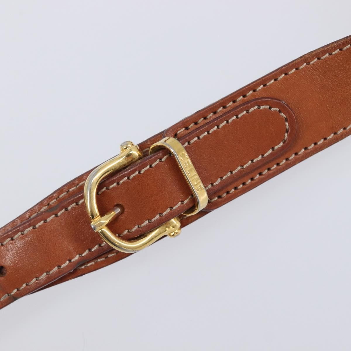 Celine Macadam Shoulder Leather, Brown, Canvas, Crossbody Bag