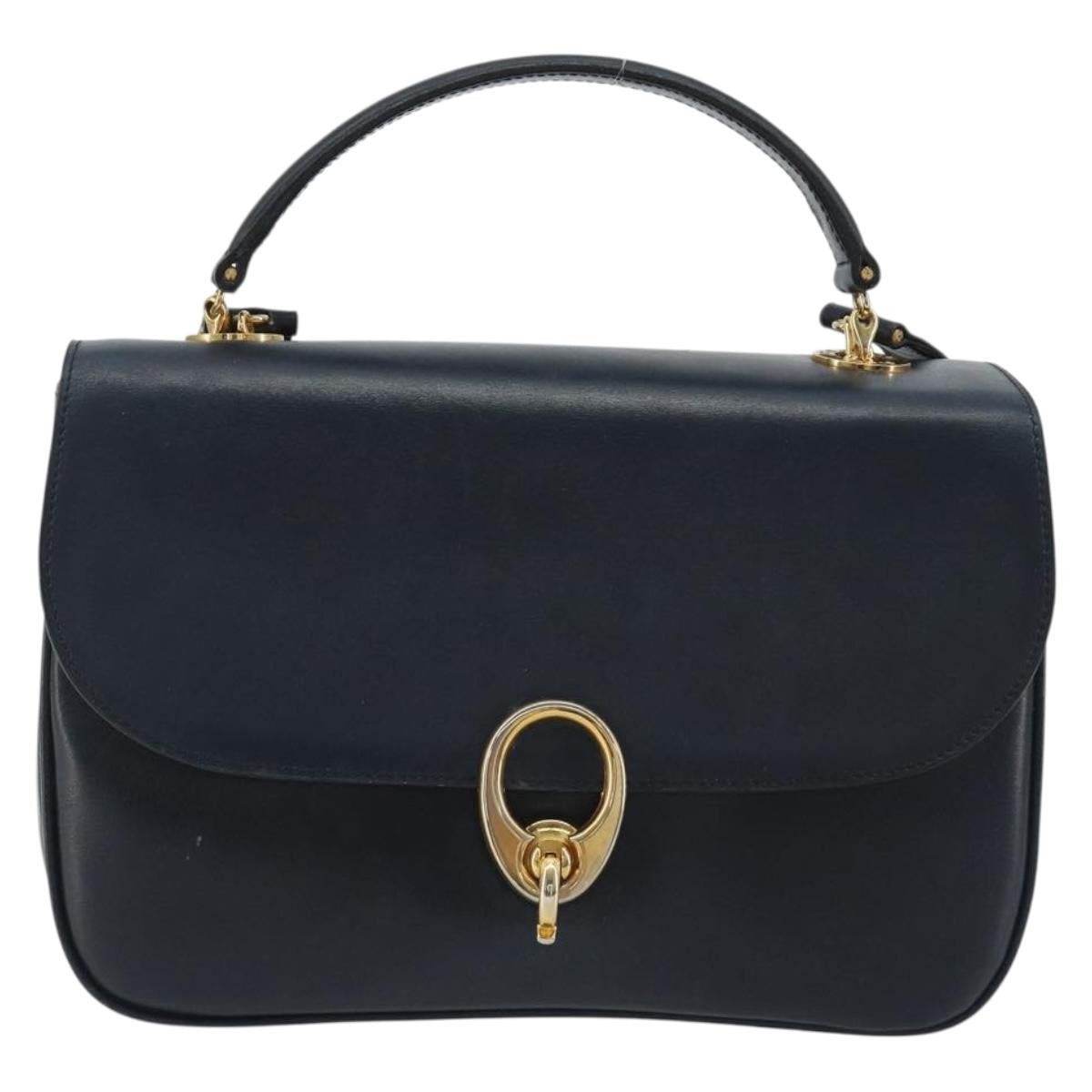 Celine Flap Shoulder Leather, Navy, Leather, Shoulder Bag