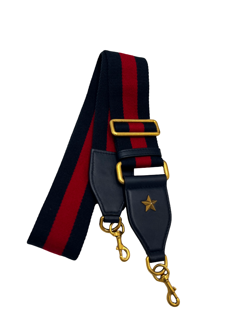 Gucci Web Shoulder Strap Canvas, Navy, Canvas, Straps