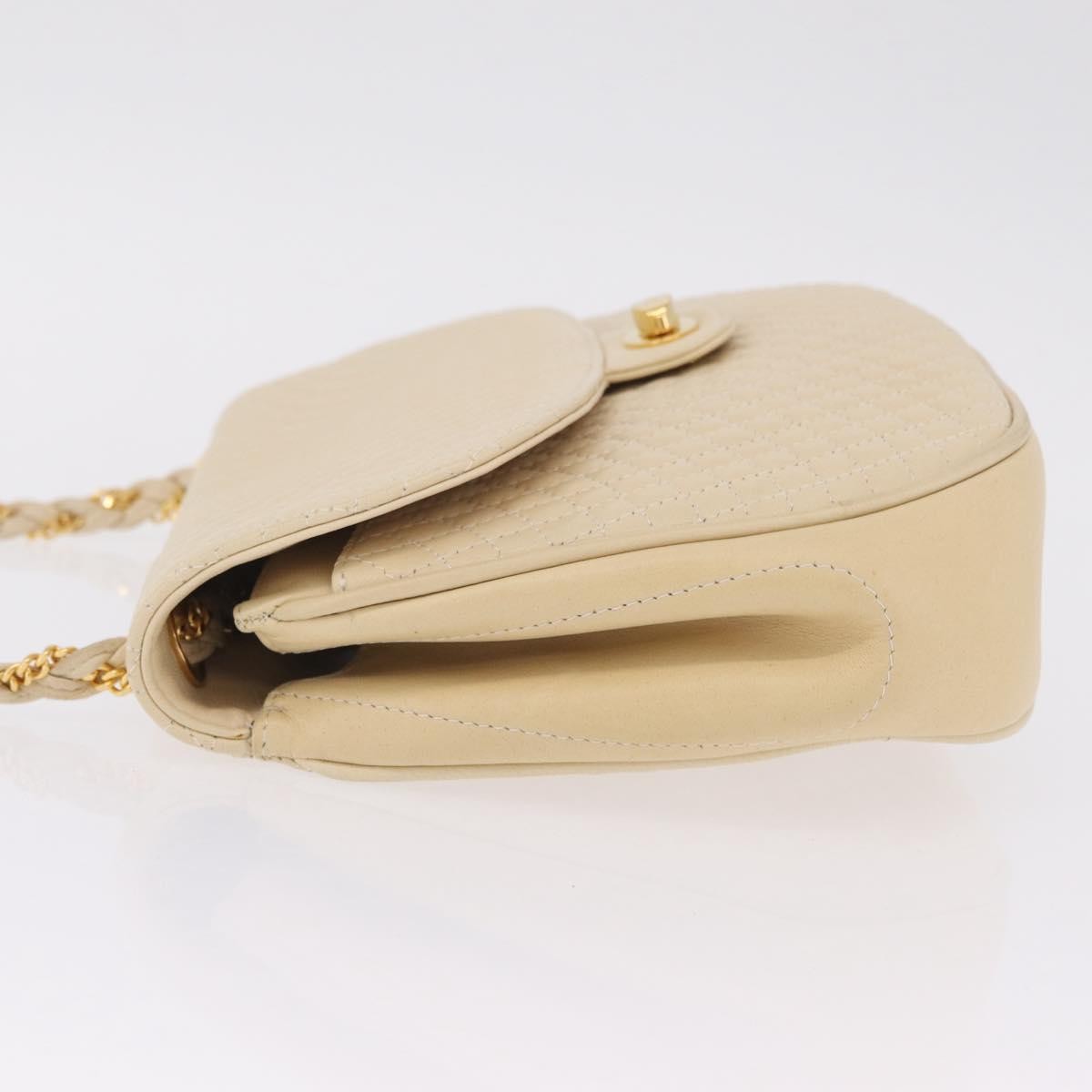 Bally Vintage Chain Quilted Leather, Neutral, Leather, Shoulder Bag