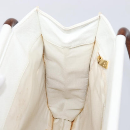 Chanel Vintage Wooden Quilted Caviar, White, Leather, Tote Bag