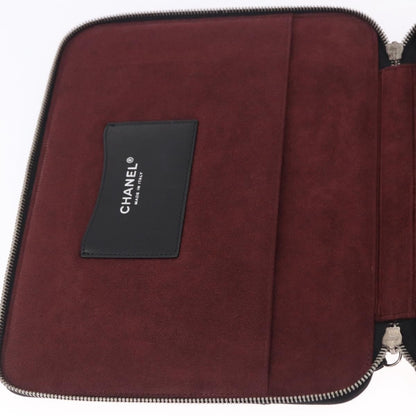 Chanel Zip Around iPad Case Quilted Lambskin, Black, Leather, Tech Accessory