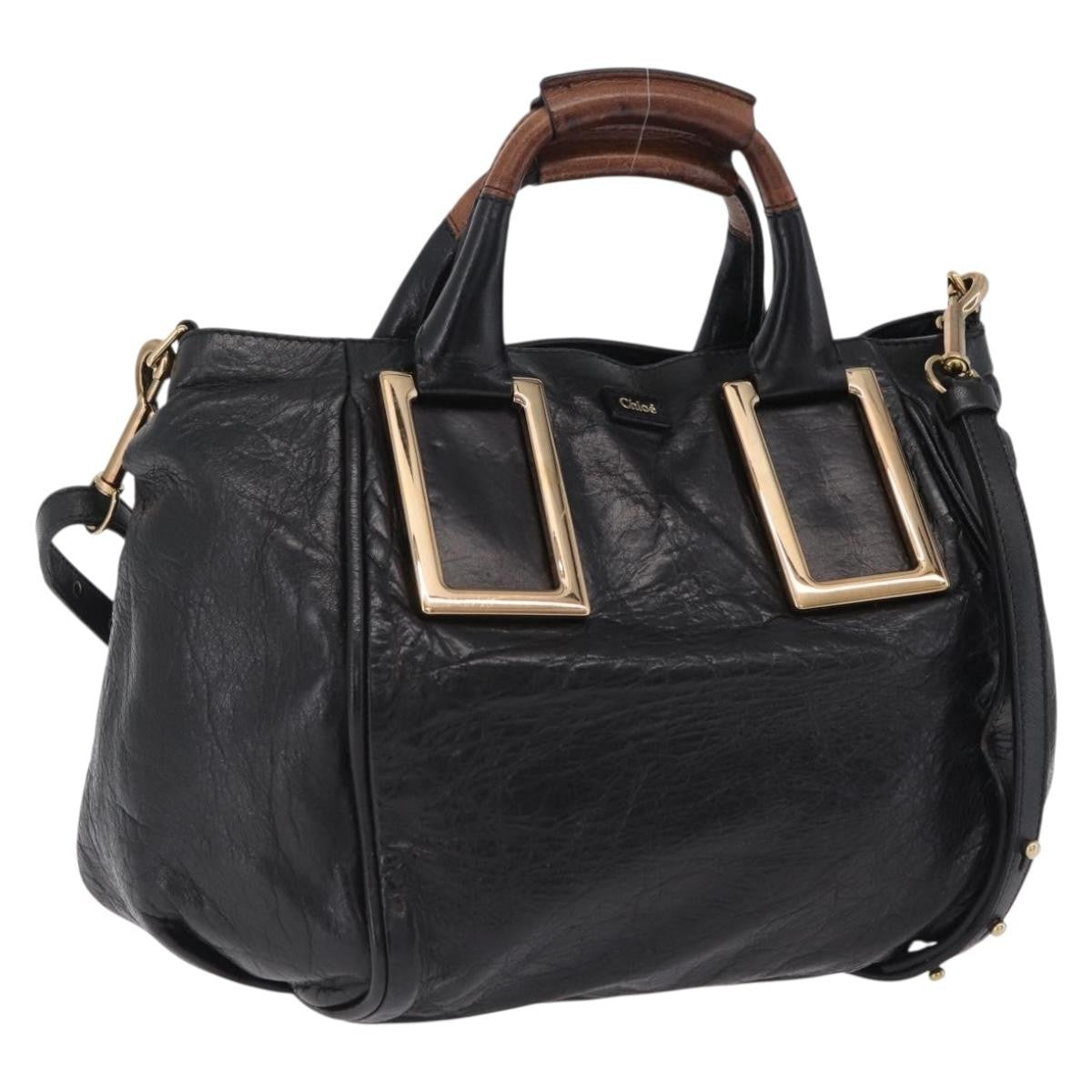 Chloe Ethel Leather, Black, Leather, Handbag