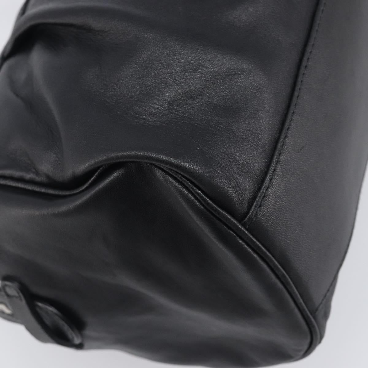 Salvatore Ferragamo Gancini Leather, Black, Leather, Handbag