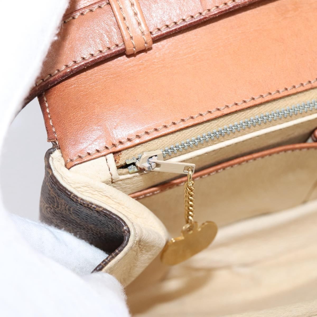 Celine Vintage Macadam Canvas and Leather, Brown, PVC, Shoulder Bag