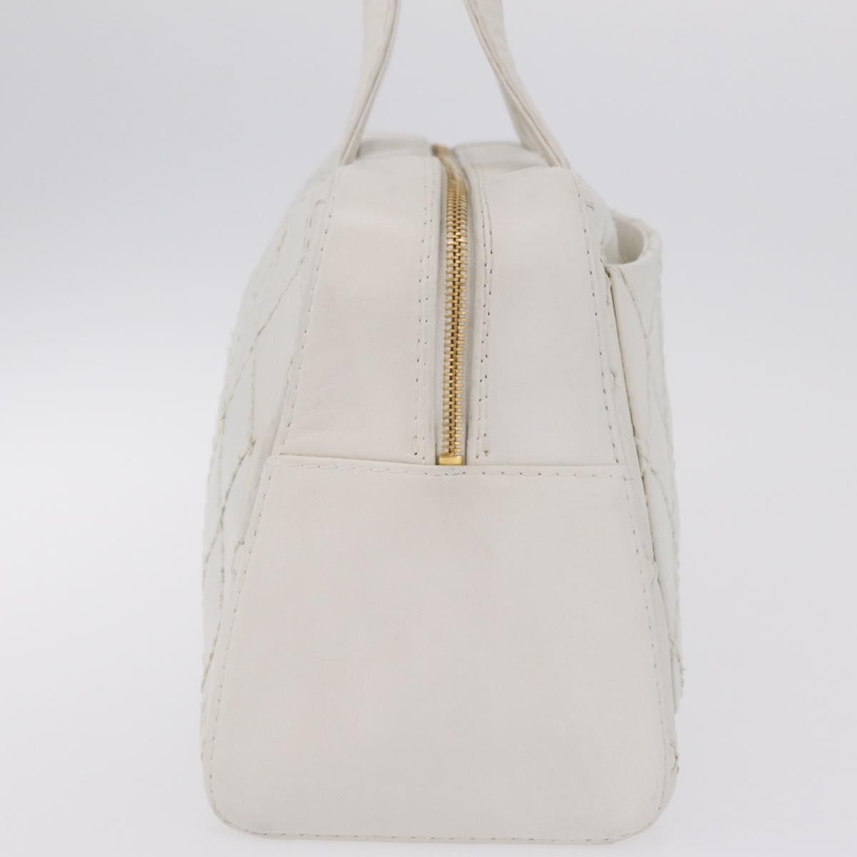 Chanel Vintage CC Zip Around Bowler Quilted Caviar, White, Leather, Handbag