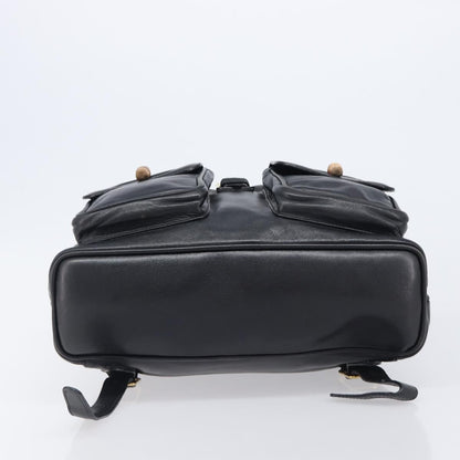 Gucci Vintage Bamboo Leather, Black, Leather, Backpack