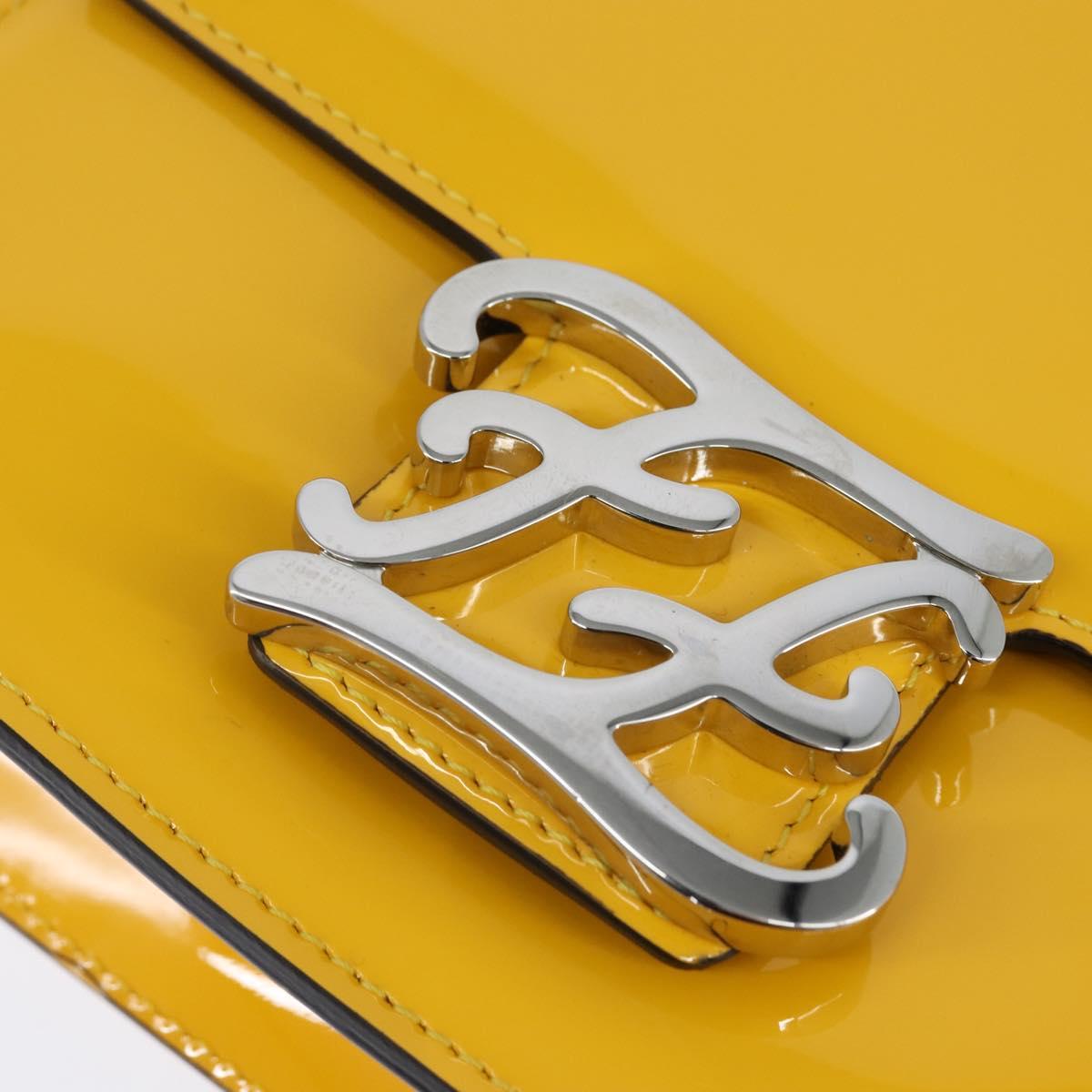 Fendi Curligraphy Shoulder Enamel Yellow Silver, YELLOW, PATENT_LEATHER, Shoulder bag