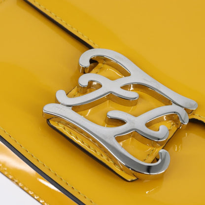Fendi Curligraphy Shoulder Enamel Yellow Silver, YELLOW, PATENT_LEATHER, Shoulder bag