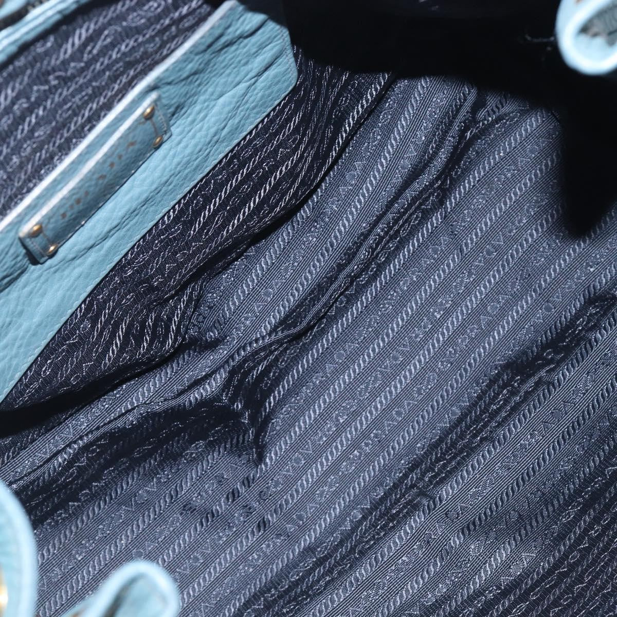 Prada Rolled Hobo Vitello Daino, Blue, Leather, Shoulder Bag