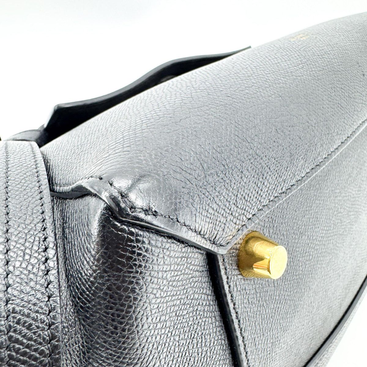 Celine Belt Calfskin, Black, Leather, Handbag