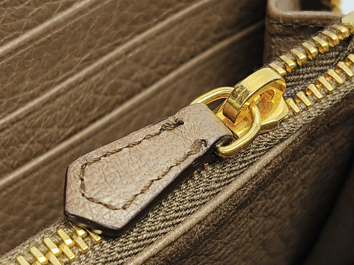 Prada Zip Around Vitello Daino, Brown, Leather, Wallet