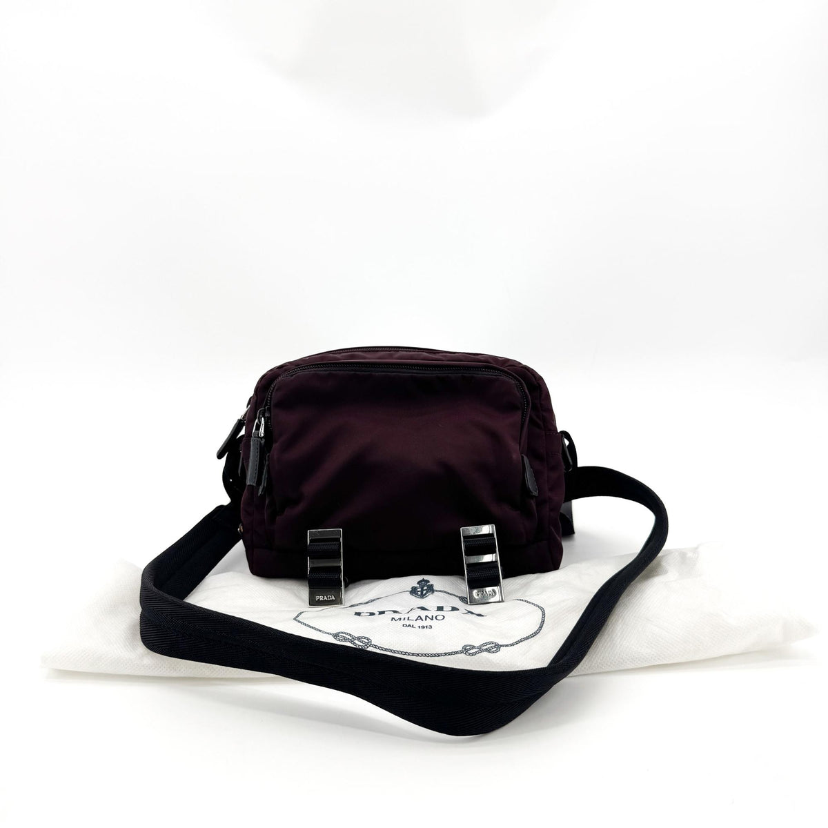 Prada Technical Zip Tessuto, Burgundy, Nylon, Crossbody Bag