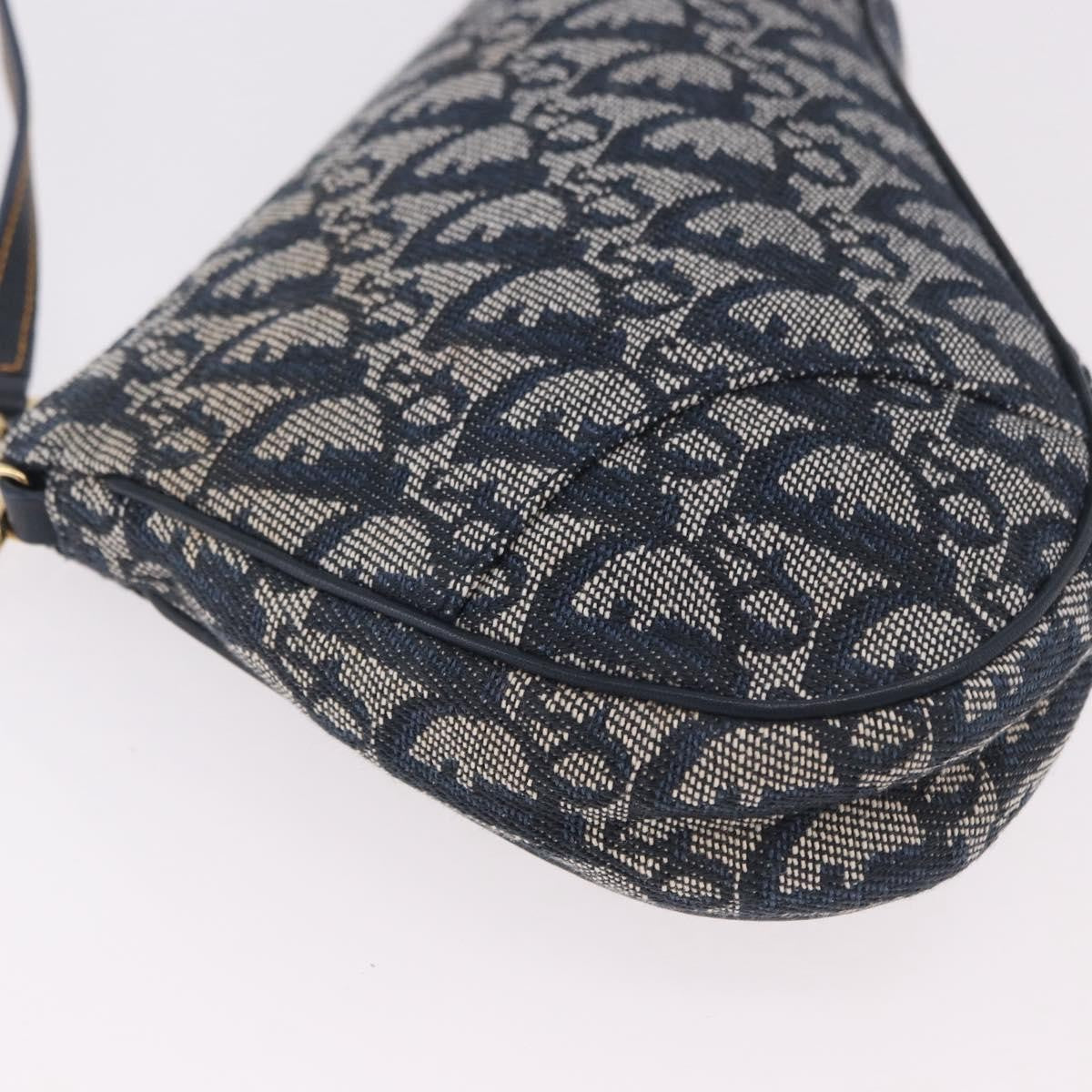 Christian Dior Vintage Saddle Bag Canvas, Navy, Canvas, Clutch