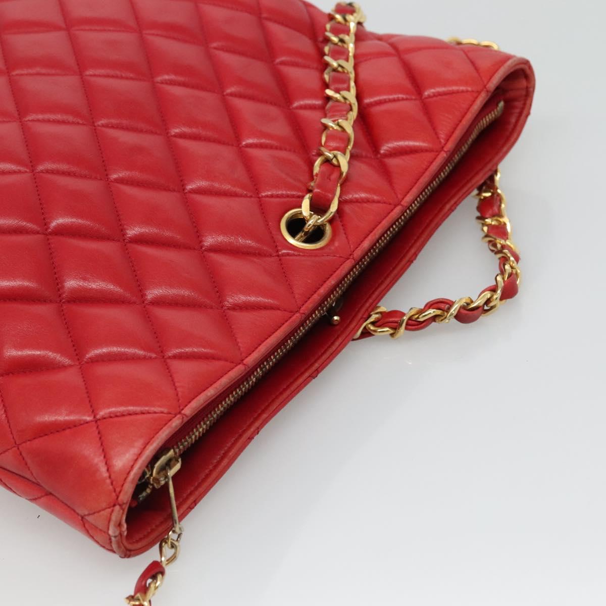 Chanel Chanel vintage cc chain leather, RED, LEATHER, Shoulder bag