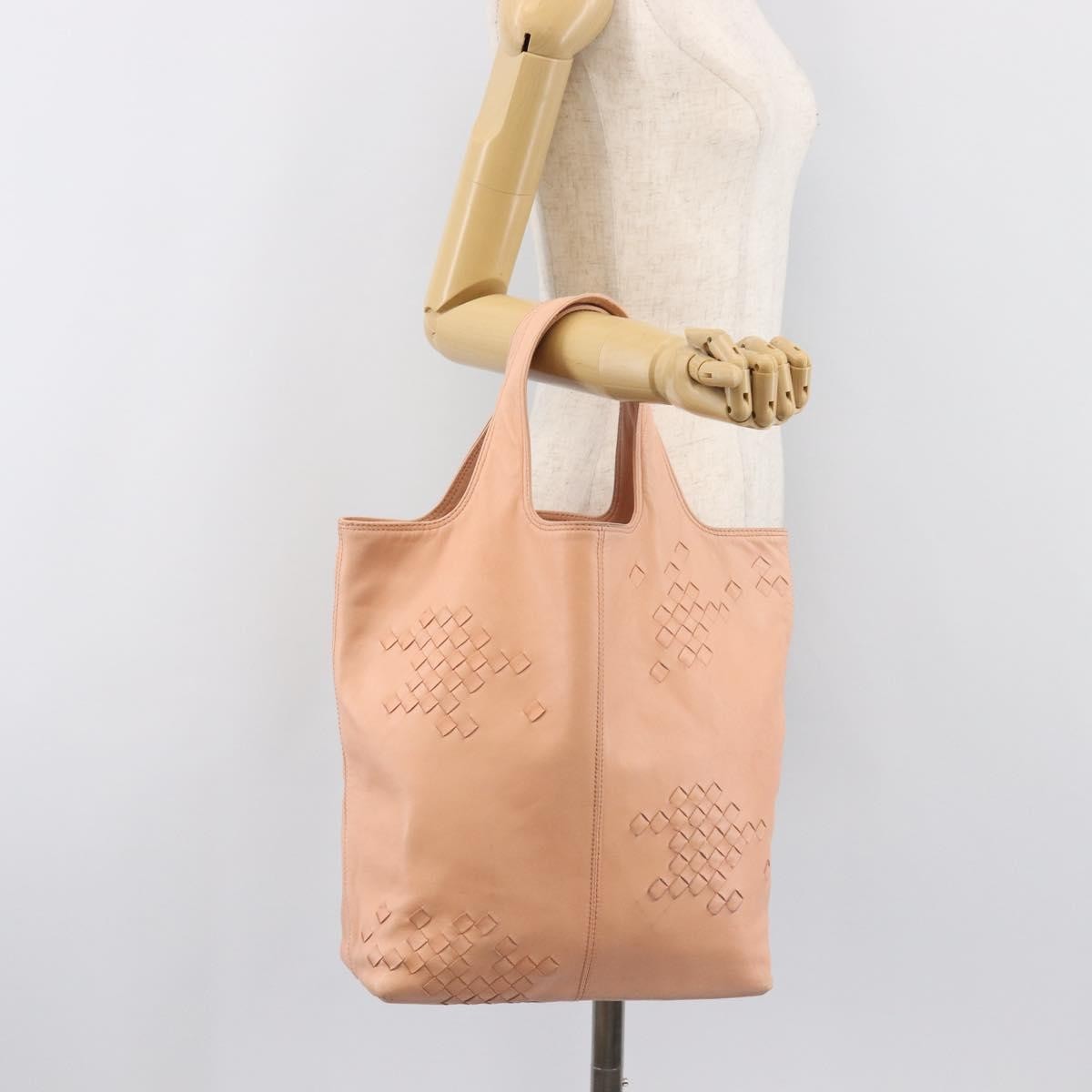Bottega Veneta Regent Leather with Intrecciato Detail, Pink, Leather, Tote Bag