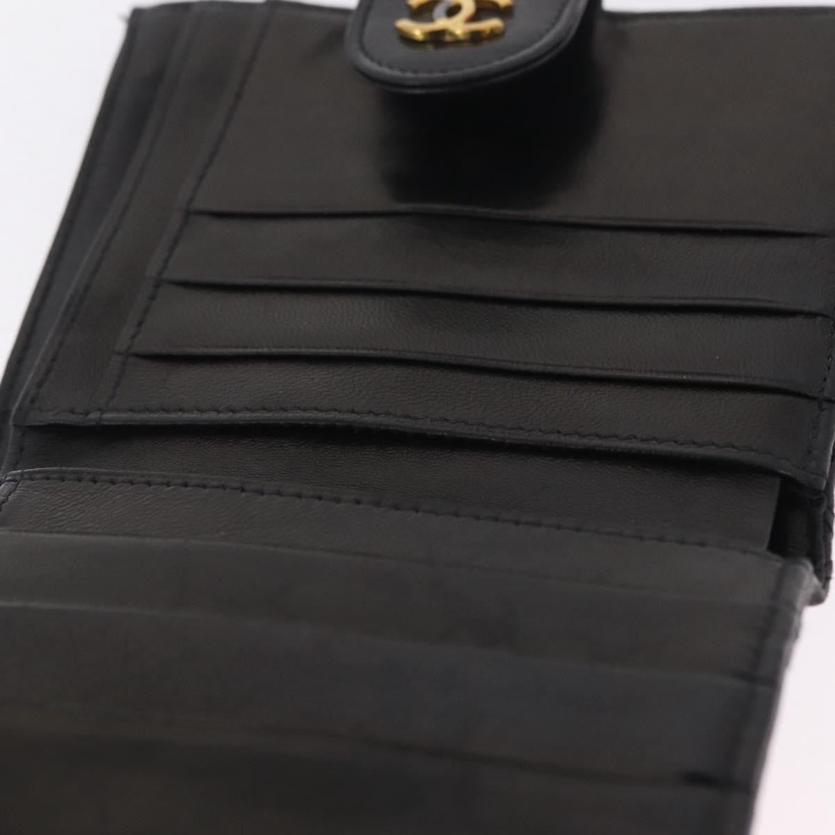 Chanel CC Compact Quilted Caviar, Black, Leather, Wallet