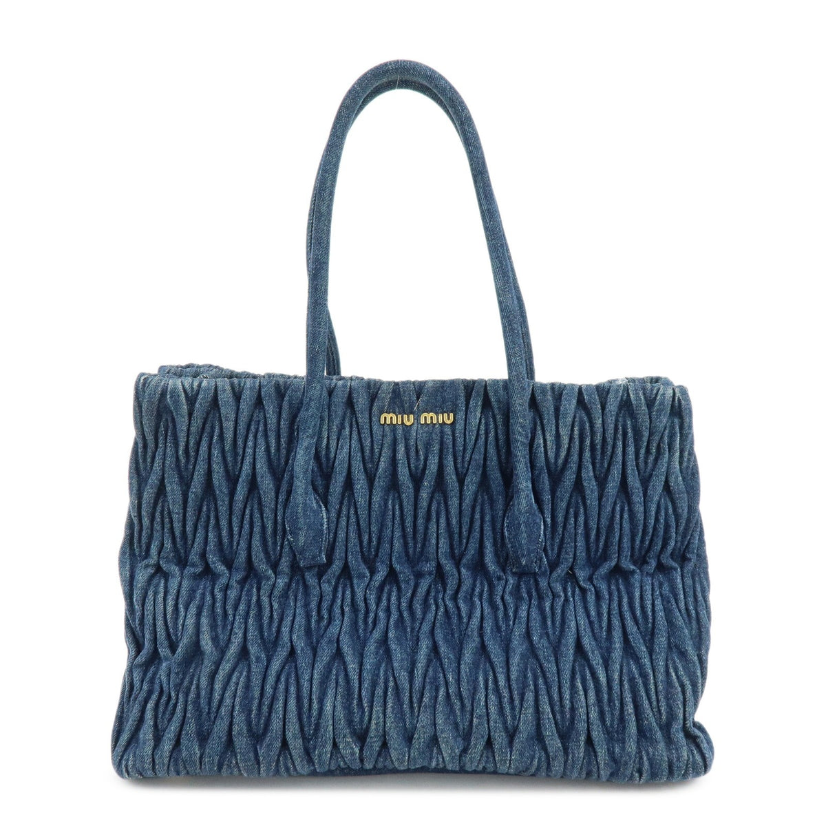Miu Miu Convertible Matelasse Denim, Blue, Denim, Tote Bag