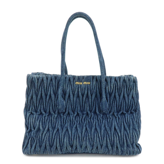 Miu Miu Convertible Matelasse Denim, Blue, Denim, Tote Bag