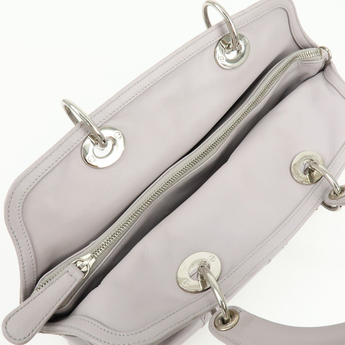 Christian Dior Granville Satchel Cannage Quilt Leather, Purple, Leather, Handbag