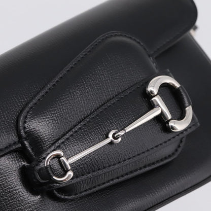 Gucci Horsebit 1955 Asymmetric Leather, Black, Leather, Shoulder Bag