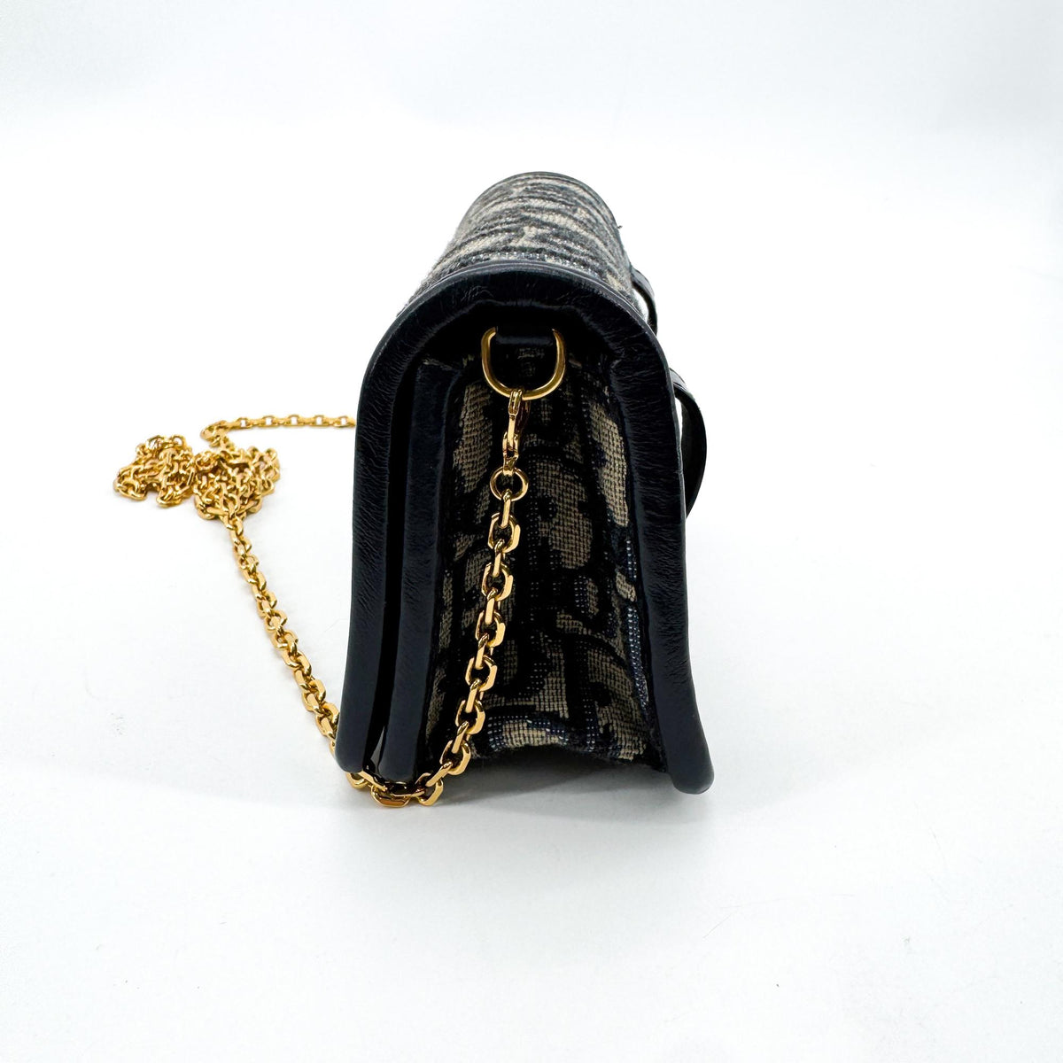 Christian Dior 30 Montaigne Nano Convertible Belt Oblique Canvas, Navy, Canvas, Clutch