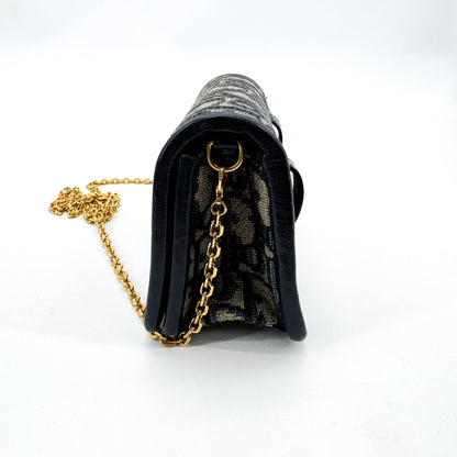 Christian Dior 30 Montaigne Nano Convertible Belt Oblique Canvas, Navy, Canvas, Clutch