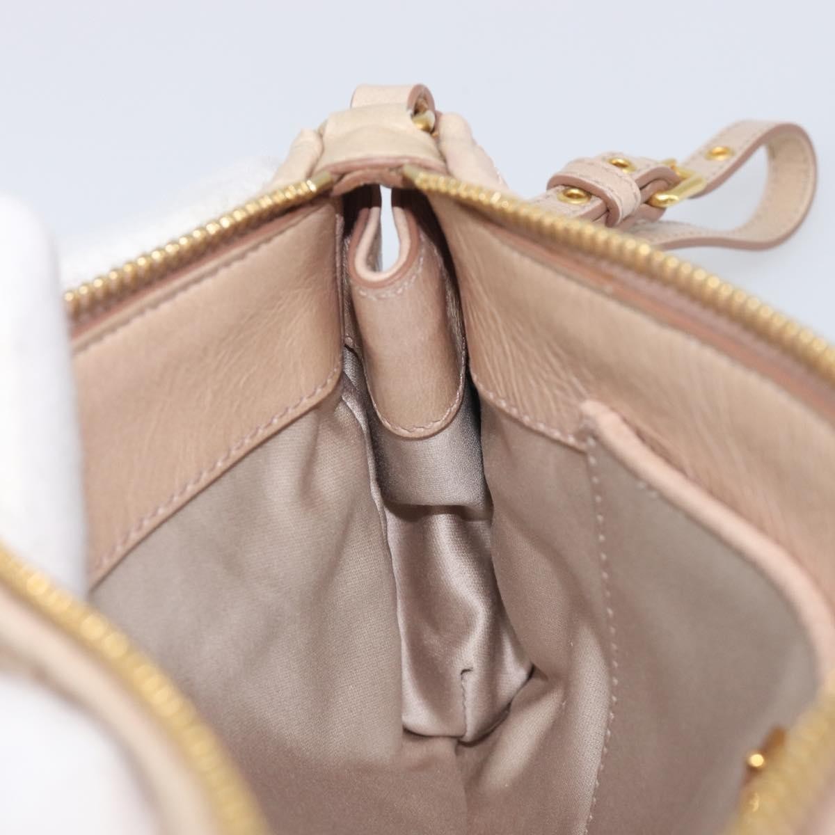 Miu Miu Zip Wristlet Matelasse Leather, Beige, Leather, Clutch