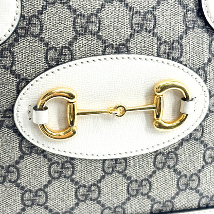 Gucci Horsebit 1955 Top Handle GG Coated Canvas with Leather, Beige, Canvas, Handbag