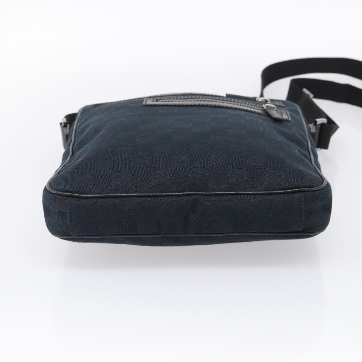 Gucci Front Zip Messenger Canvas and Leather, Black, Canvas, Crossbody Bag