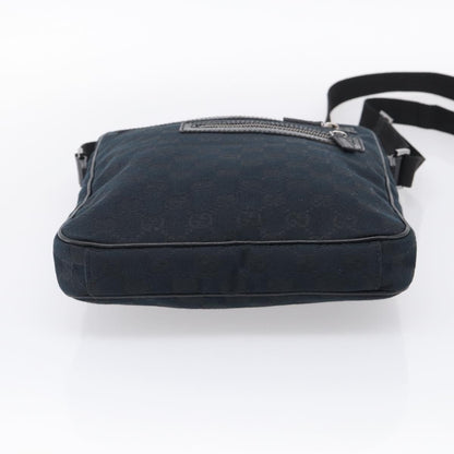 Gucci Front Zip Messenger Canvas and Leather, Black, Canvas, Crossbody Bag